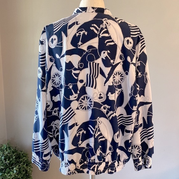 JG by Joyce women’s Nautical print  button down embellished lightweight jacket - Picture 3 of 13